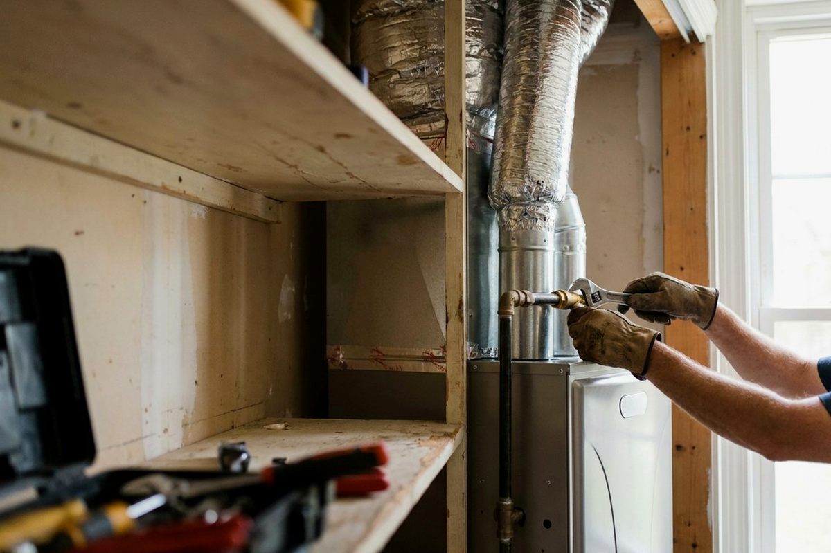 Furnace Installation technician at work