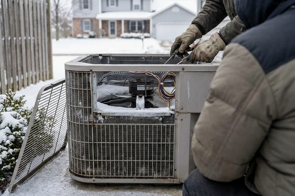 Heat Pump Repair technician at work